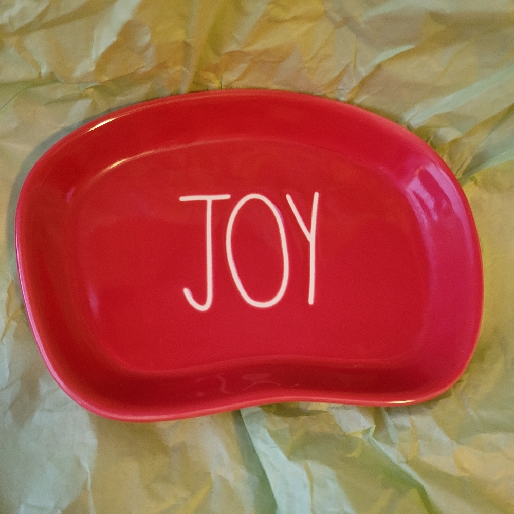 Rae Dunn JOY Soap Dish Trinket Dish ~ Glossy Red ~ EUC ~ Christmas ~ Holiday